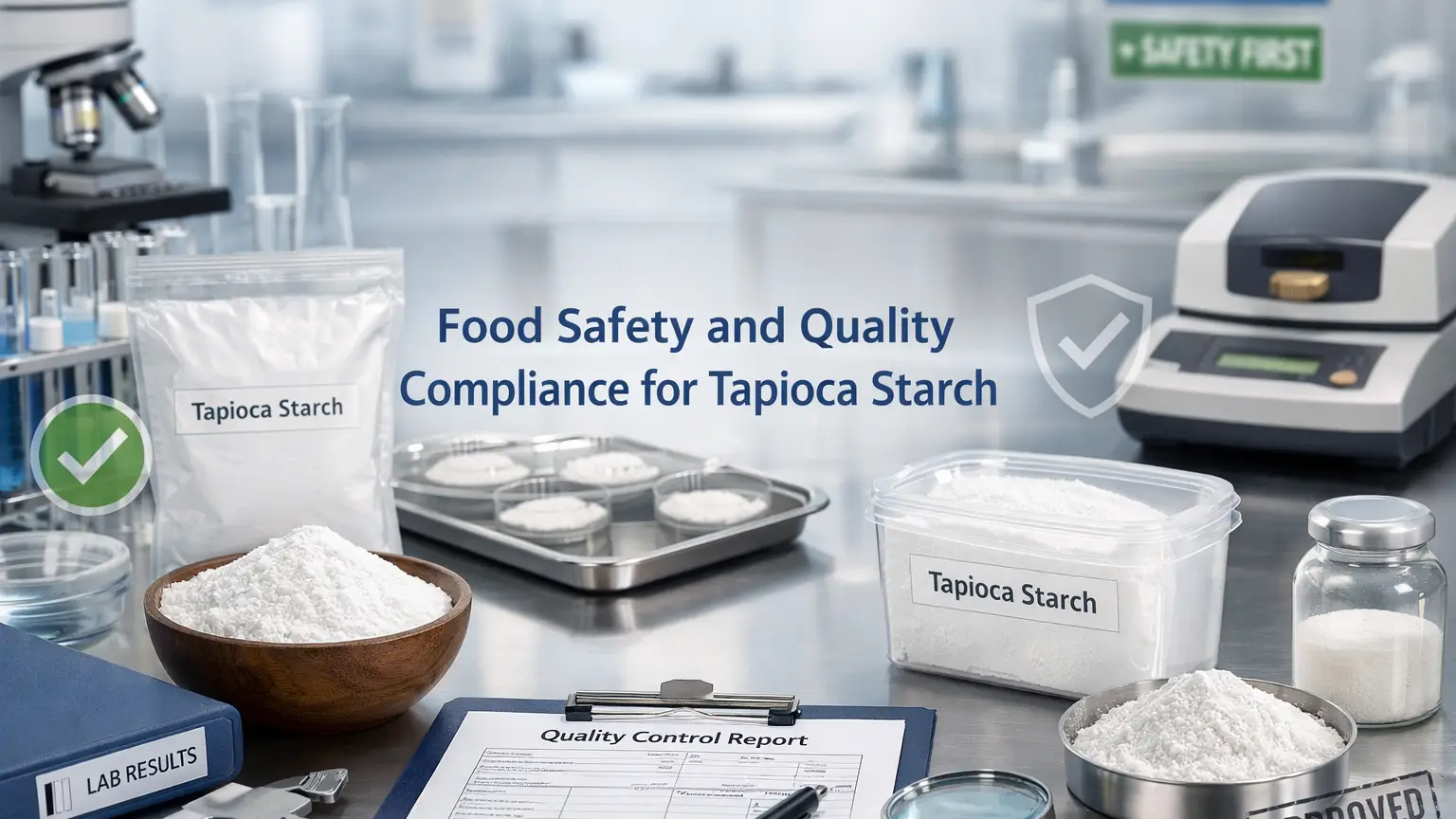 Cumplimiento de calidad y seguridad alimentaria para el almidón de tapioca