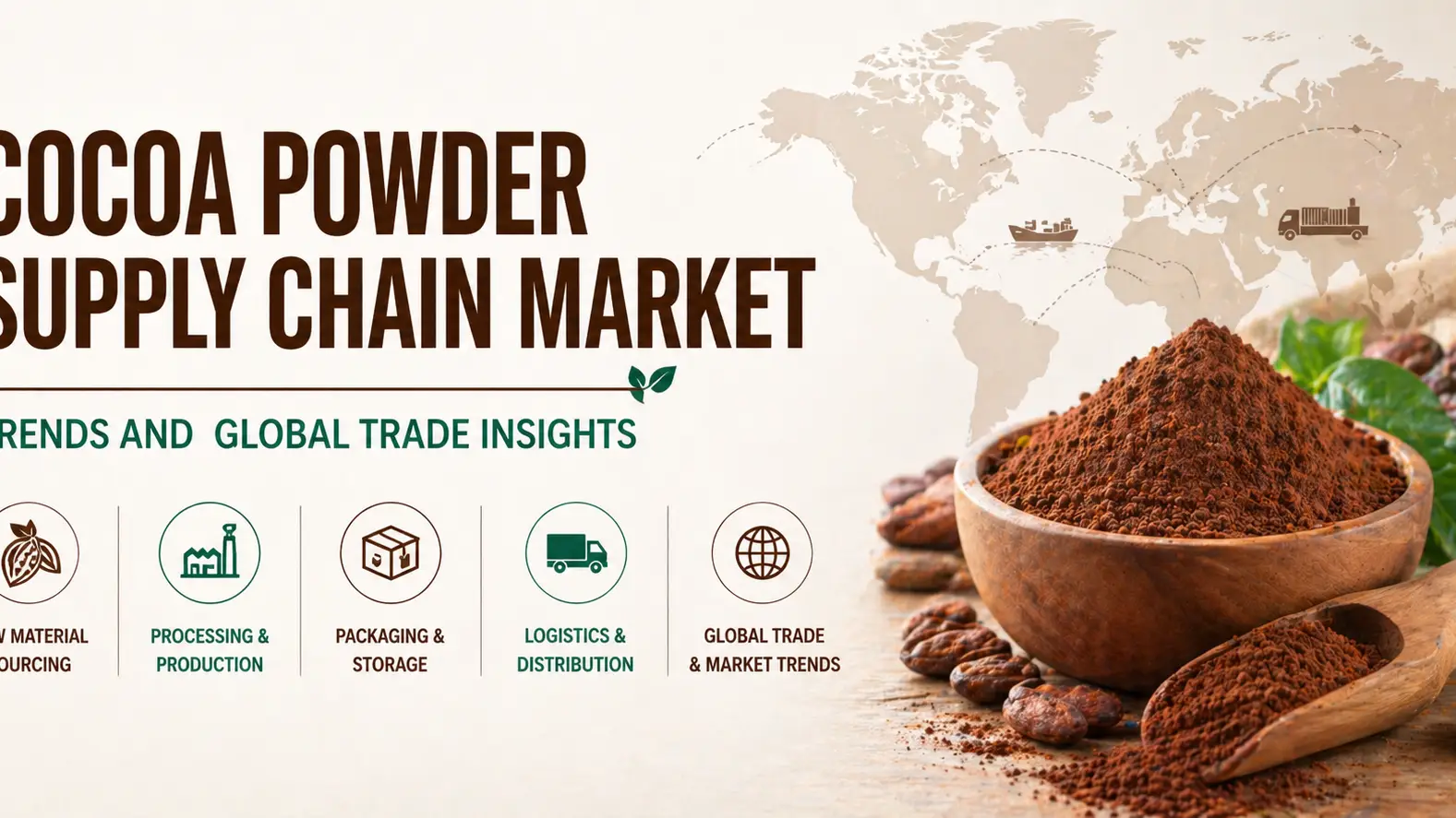 Tendencias del mercado de la cadena de suministro de cacao en polvo y perspectivas del comercio mundial