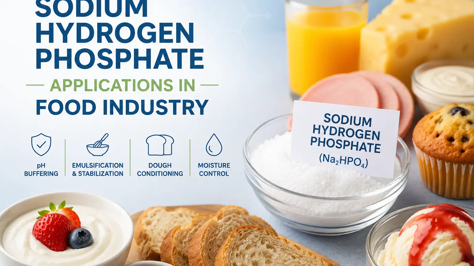 Aplicaciones del hidrogenofosfato de sodio en la industria alimentaria