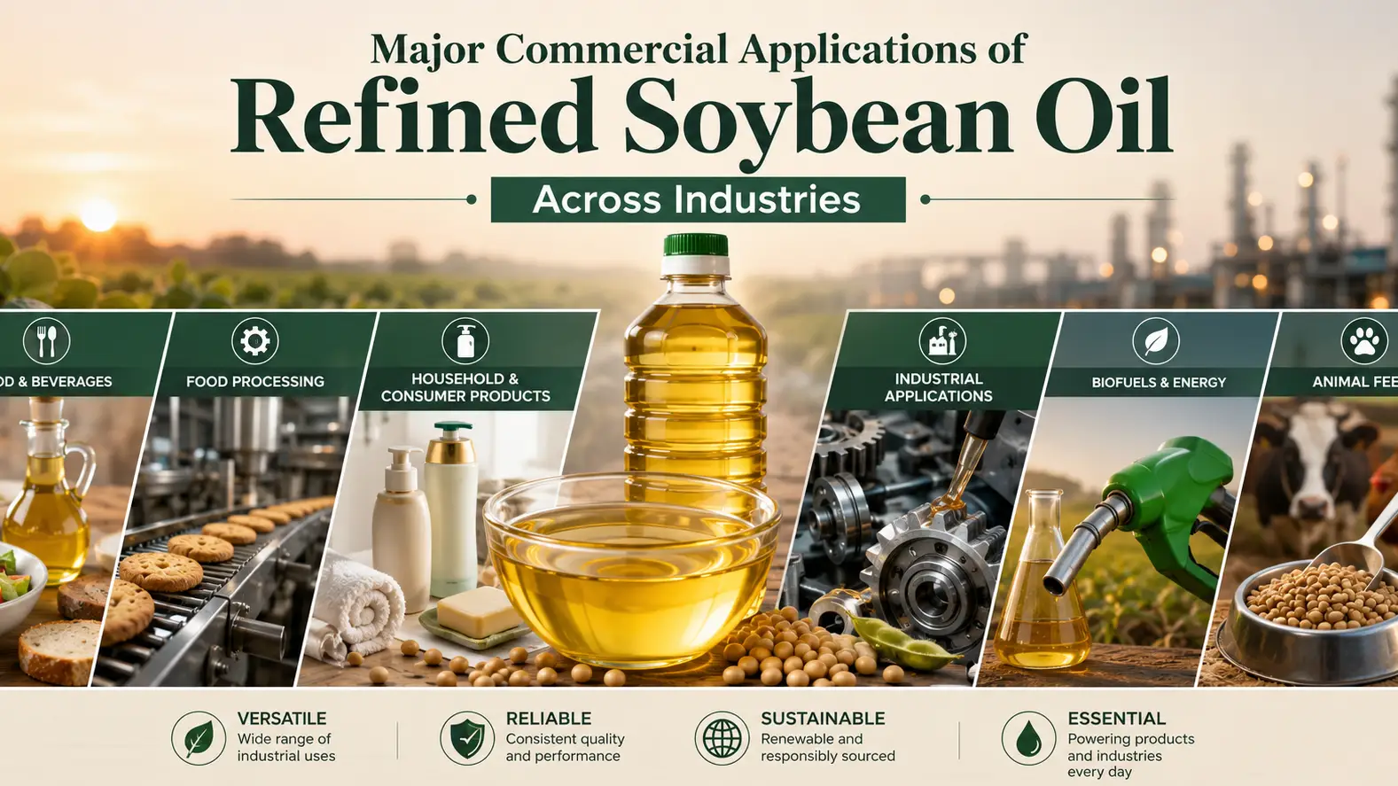 Principales aplicaciones comerciales del aceite de soja refinado en todas las industrias