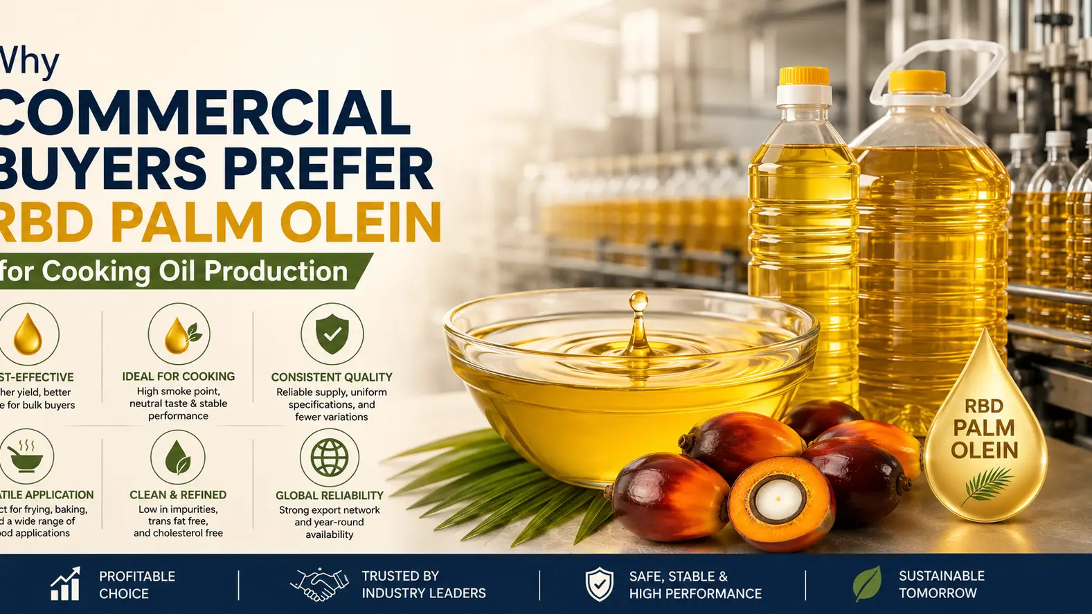 Por qué los compradores comerciales prefieren la oleína de palma RBD para la producción de aceite de cocina