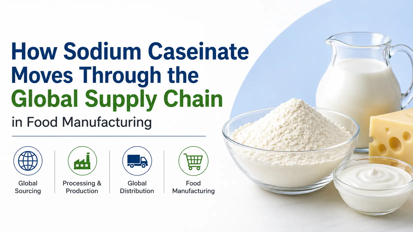 Cómo se mueve el caseinato de sodio a lo largo de la cadena de suministro global en la fabricación de alimentos
