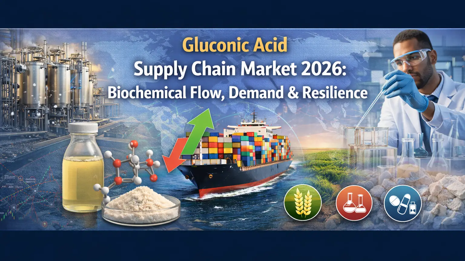 Mercado de la cadena de suministro de ácido glucónico 2026: flujo bioquímico, demanda y resiliencia