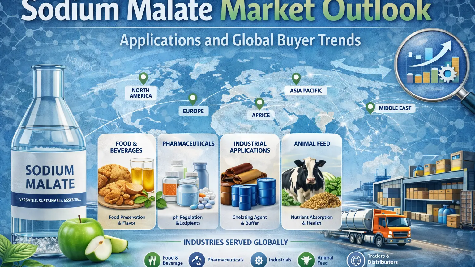 Perspectivas del mercado de malato de sodio para 2026: aplicaciones y tendencias de compra globales