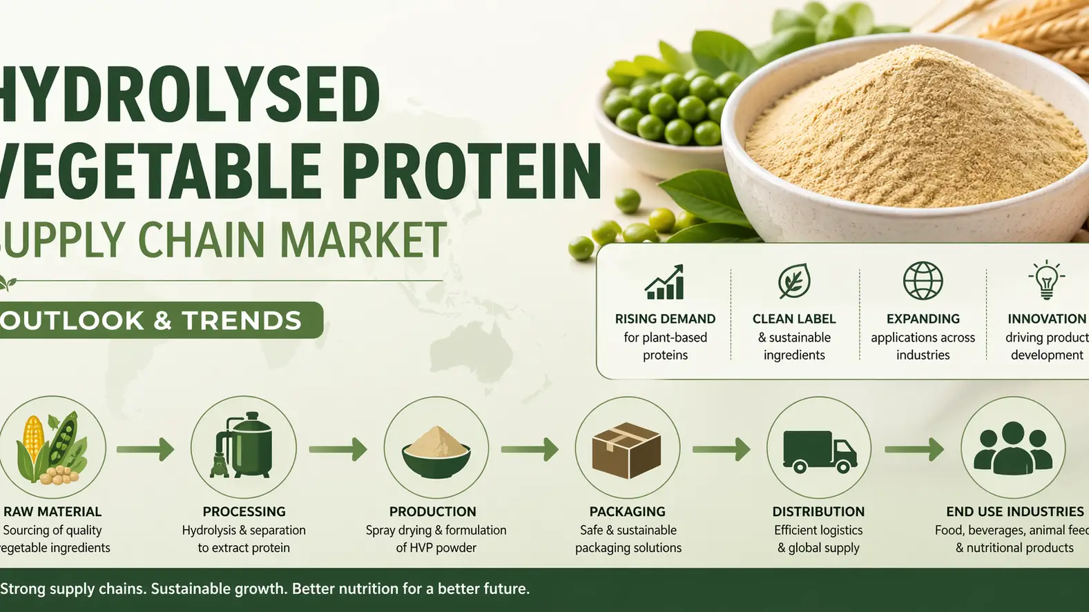 Tendencias de las perspectivas del mercado de la cadena de suministro de proteínas vegetales hidrolizadas